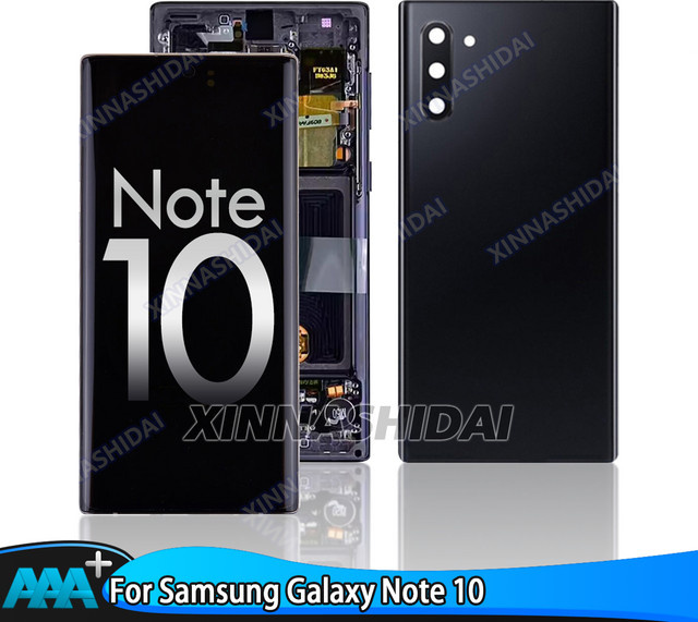 Samsung Galaxy Note 10 OLED-LCD Display mit Touchscreen Digitizer Montage und Rahmen in Schwarz - Bild 1