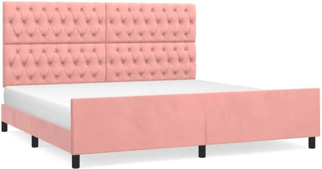 vidaXL Bettgestell mit Kopfteil aus Samt in Rosa, B/T: 200 x 200 cm - Bild 1