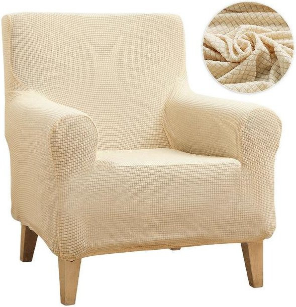 Levivel Sofabezug für Einzelsofas und Sessel, kariert, wasserdicht und rutschfest, elastisch, Farbe: Beige - Bild 1