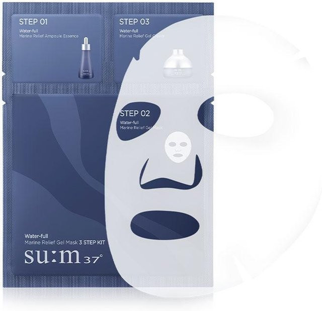 su:m37 Water-full Marine Relief Gel Mask 3-Schritt-Kit, 5 Stück, Unisex - Bild 1