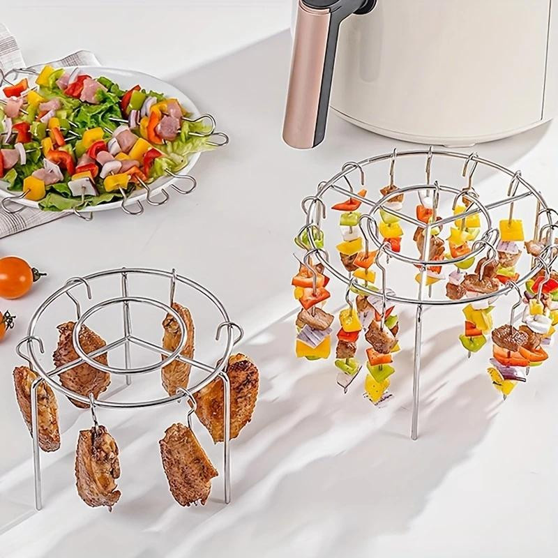Happypilot 25 Stück Edelstahl Vertikale Rundgrill-Spieße für Heißluftfritteusen in Silber - Bild 3