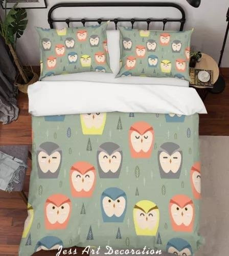 Monika Chen Eule Bettwäsche Set in Blau mit Bettbezug und Kissenbezügen aus Polyester, B/H: 260 x 220 cm - Bild 1
