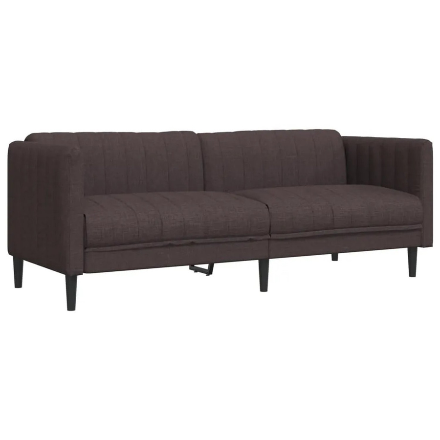vidaXL 3-Sitzer Sofa Dunkelbraun mit Stoffbezug und Massivholzrahmen, B: 193,0 cm, H: 76,5 cm, T: 74,5 cm - Bild 2
