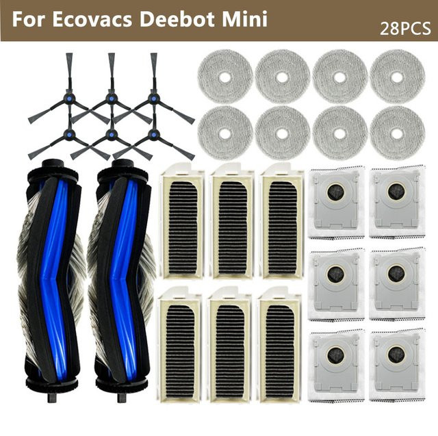 Ecovacs Deebot Mini Zubehörset mit Hauptbürste, Seitenbürste, HEPA-Filter, Staubbeuteln und Wischtüchern - Bild 1