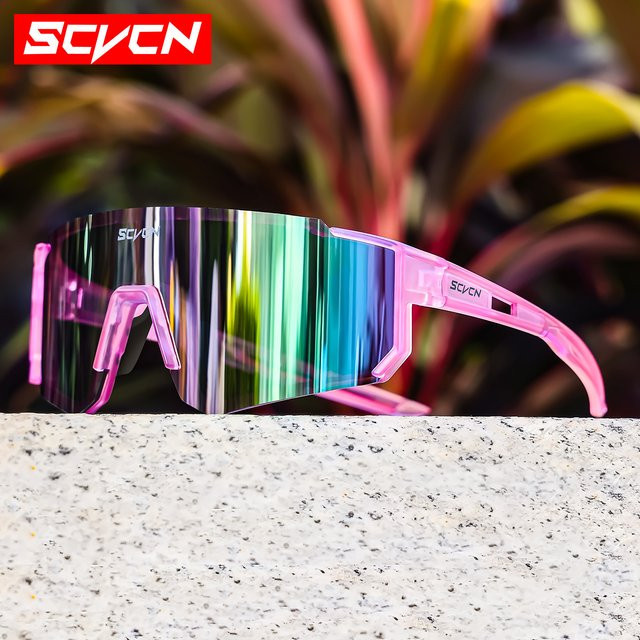 SCVCN Sportsonnenbrille, Unisex, pink, Kunststoff, Wrap - Bild 1