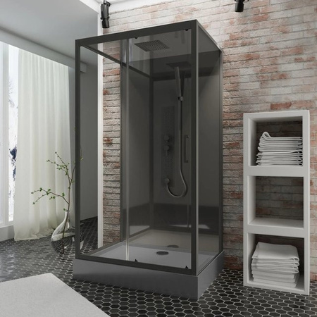 Schulte ExpressPlus Komplettdusche Bali mit Schiebetür in Mattschwarz, B/T/H: 115 x 215 x 85 cm
