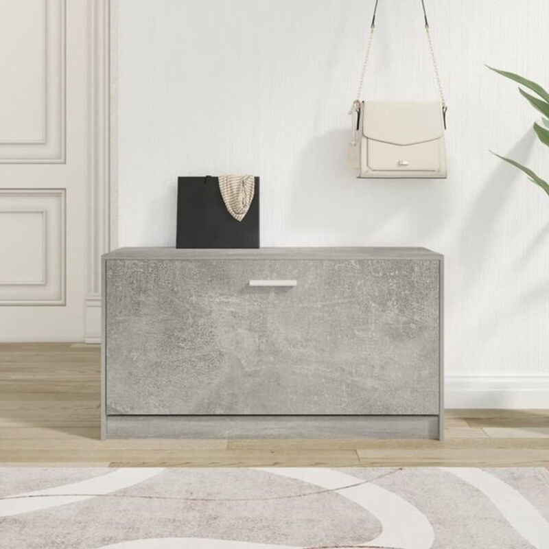 Moderne Schuhbank von vidaxl in Grau aus Holzwerkstoff und Aluminium, B/T/H: 80 x 24 x 45 cm - Bild 1
