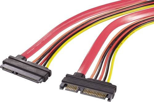 Renkforce SATA Strom Verlängerungskabel mit 7+15pol. Stecker und Buchse, Rot, Länge: 0,20 m - Bild 1