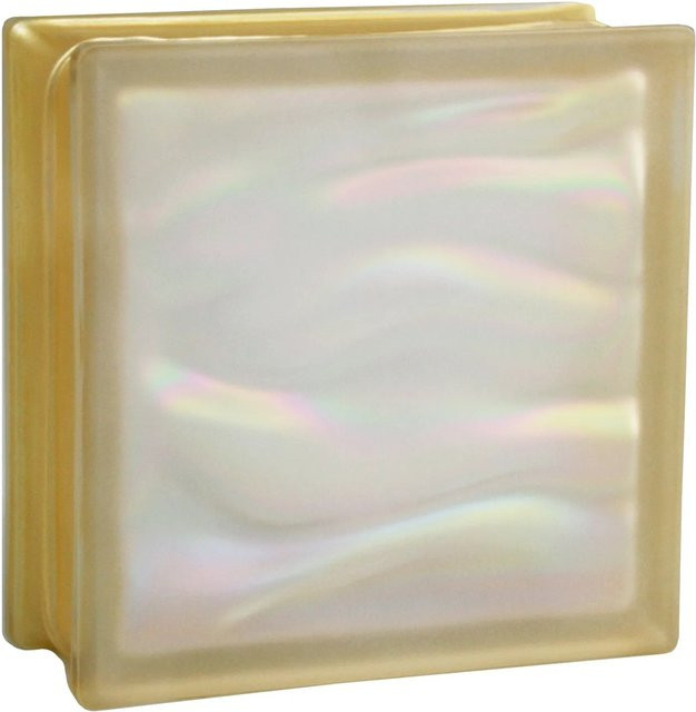 Fuchs Design Glasbaustein Aqua Perlmutt Gold, 2-seitig satiniert, B/H/T: 19 x 19 x 8 cm - Bild 1