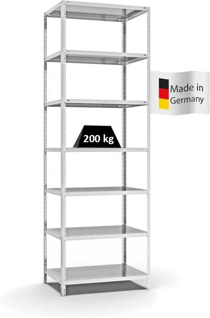 PROREGAL Fachbodenregal Medium-Duty Grundregal mit 7 Ebenen, Lichtgrau, H x B x T: 300 x 100 x 60 cm - Bild 1
