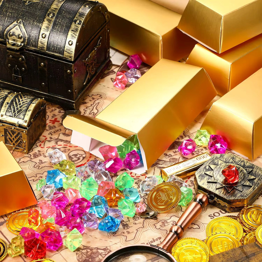 12 Stück Goldbarren aus Papier als Partydeko und Schatz für Casino- oder Schatzsuche-Themen in Gold - Bild 3