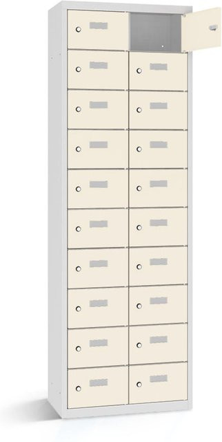 rotstahl Wertfachschrank mit 20 Fächern in Weiß und lichtgrauem Korpus, B/T/H: 60 x 50 x 180 cm - Bild 1