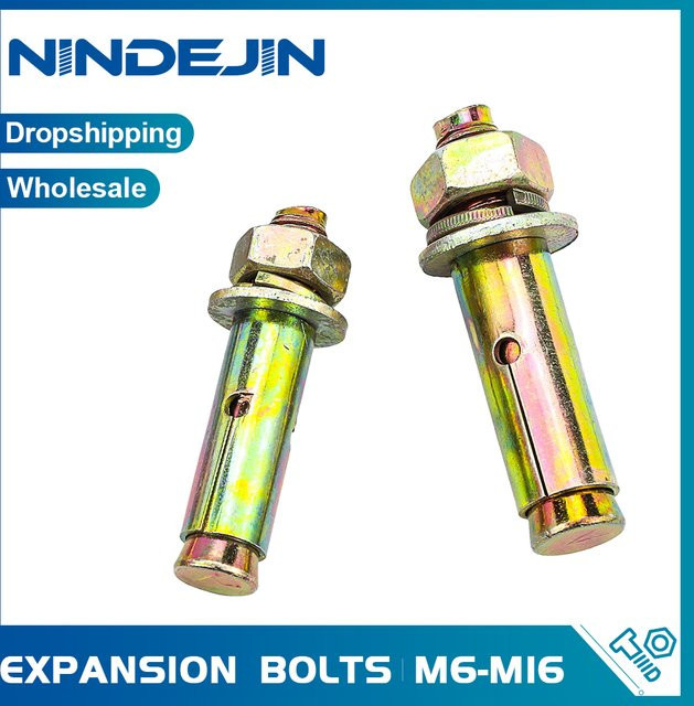 NINDEJIN Heavy Duty Expansionsbolzenanker aus verzinktem Stahl in Gelb für Beton, Hülsenanker in den Größen M6, M8, M10, M12, M14 und M16 - Bild 1