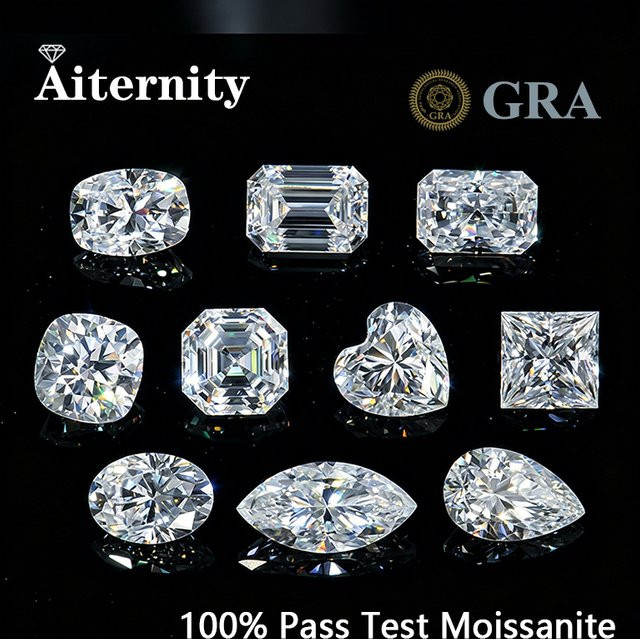AITERNITY Weißer Moissanit, Oval, Birne, Radiant, Smaragd, Herz, Princess, Cushion - Bild 1
