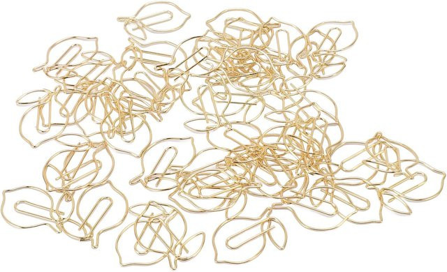 Igeteck Büroklammern in Zitronenform, 100 Stück, Gold und Beige, Metall Lesezeichen für Büro und Schule - Bild 1