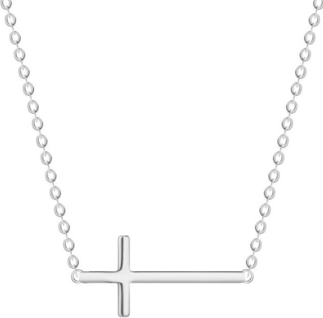 Anhänger Halskette Kreuz, 925 Silber, Weiß, Damen - Bild 1