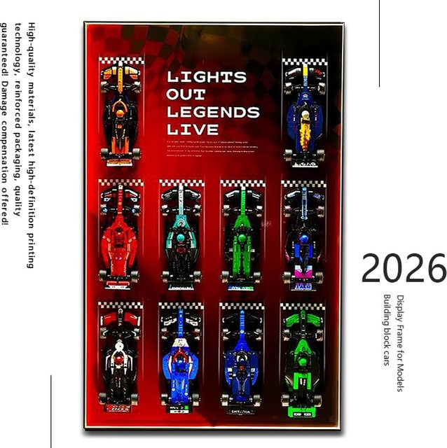 Display-Wandtafel für LEGO Speed Champions Modelle, roter Wandhalterungs-Rahmen aus Kunststoff für 10 Autos - Bild 1