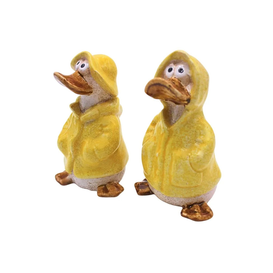 Dekohelden24 2er Set gelbe Entenfiguren als verspielte Dekofiguren für Garten und Tischdeko, B/T/H: 6 x 6 x 11 cm - Bild 2