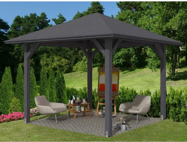 Skan Holz Pavillon Cannes 1 aus Fichte in Schiefergrau, B/T: 294 x 294 cm - Bild 1