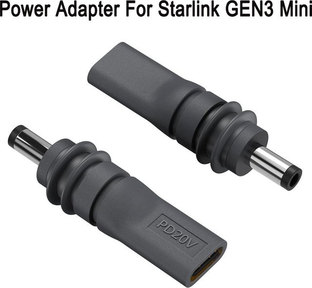 SZKOSTON Erweiterungsadapter für Starlink Mini, USB-C auf 5521 Buchse, wasserdicht für den Außenbereich, Schwarz - Bild 1
