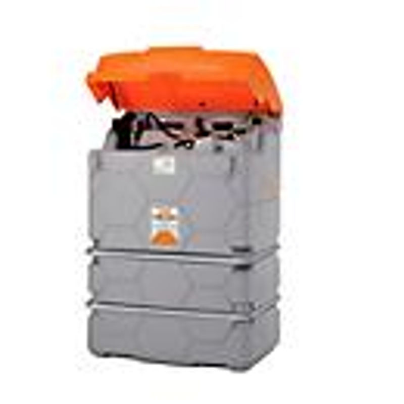 CEMO CUBE Outdoor Premium Schmierstofftankanlage in Grau und Orange mit 230 V Elektropumpe, 15 m Schlauch und Klappdeckel, B/T/H: 180 x 120 x 120 cm - Bild 4