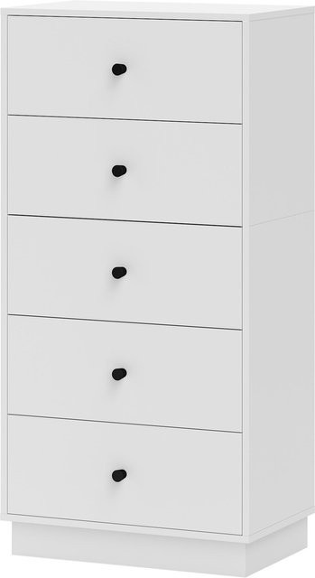 HOMCOM Kommode Sideboard mit 5 Schubladen aus Holzwerkstoff im modernen Stil, Weiß, B/T/H: 47 x 29 x 95 cm - Bild 1