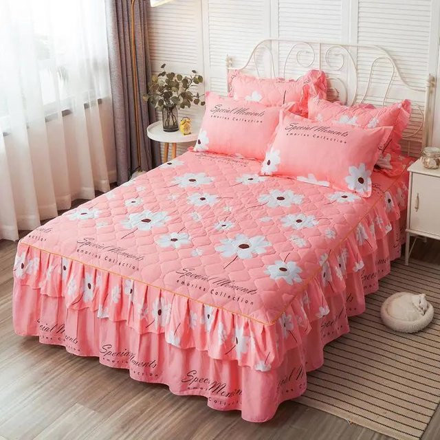 Super Six Bettrock aus Baumwolle im koreanischen Prinzessinnenstil, Farbe: Pink, B/T/H: 120 x 200 cm - Bild 1