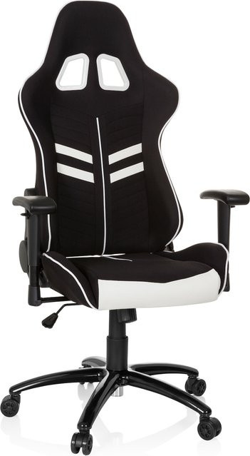 hjh OFFICE Gamingstuhl LEAGUE PRO in Schwarz aus Stoff mit höhenverstellbaren Armlehnen - Bild 1