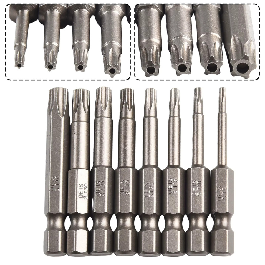 VIBRATITE Magnetisches Schraubendreher Bit Set mit Loch, 8-teilig, 1/4 Hex Schaft, Torx T8-T40 - Bild 4