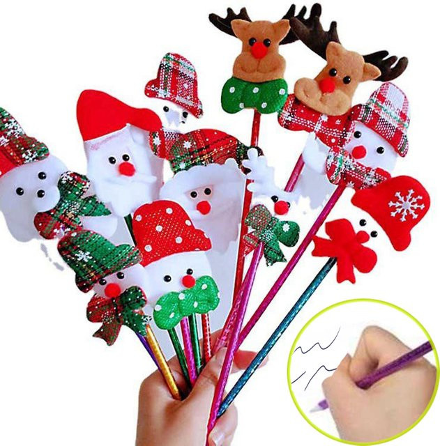 Ataozhekou Weihnachtliche Kugelschreiber mit Santa und Elch Motiven für Kinder und das Büro, Mehrfarbig, 12 Stück - Bild 1