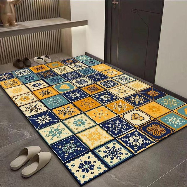 Saugfähige und rutschfeste Fußmatte aus Polyester in Blau, B/T: 80 x 50 cm - Bild 1