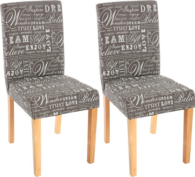 MCW Esszimmerstuhl Littau 2er-Set in Grau mit Textilbezug und Schriftzug - Bild 1