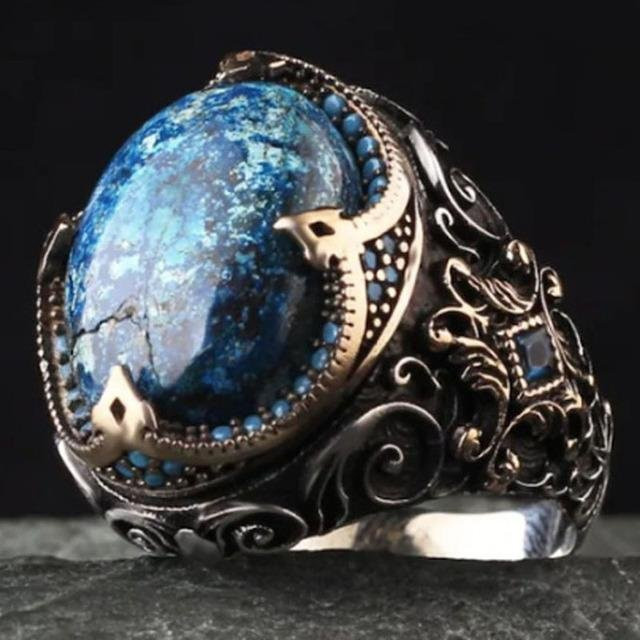 Wucifang Jewelry Herrenring, Skorpion Adler, Türkis, Diamant, Zirkonia, Weiß - Bild 1