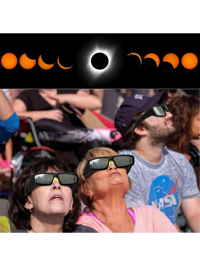 ALLOET Sonnenfinsternis-Brillen, Kunststoff, Vollrand, rechteckig, schwarz - Bild 7