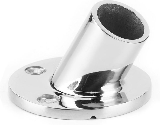 KaiSai Handlauf Anschluss Zubehör aus poliertem 316 Edelstahl in Silber für 22 mm Rohre mit 60 Grad runder Basis - Bild 1