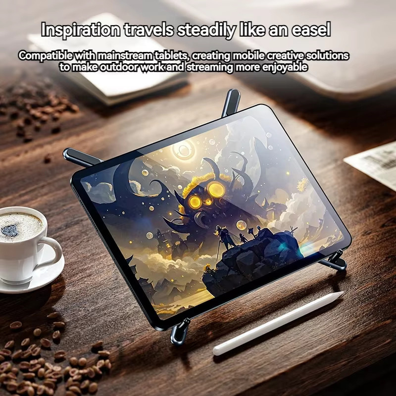 TONGDAYTECH 3in1 Tragbarer Magnetständer aus Aluminium, Faltbarer und Verstellbarer Winkelhalter für Smartphone, Tablet und Laptop - Bild 5