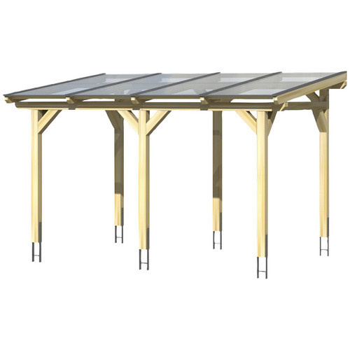 Skan Holz Terrassenüberdachung Siena aus Leimholz in Natur-Beige mit Polycarbonat-Dach, Breite: 434 cm, Tiefe: 350 cm - Bild 3