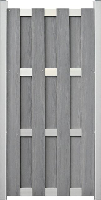 GroJa Fertigzaun in Bretterzaunoptik aus BPC-Material, Steingrau, Höhe: 84,3 cm, Breite: 180 cm - Bild 1