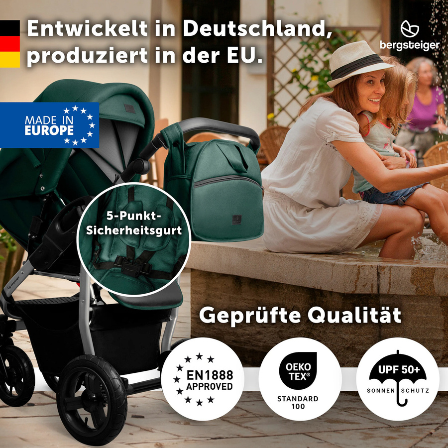 Bergsteiger Kinderwagen Capri 3in1 Kombi mit Babyschale in Grün - Bild 2