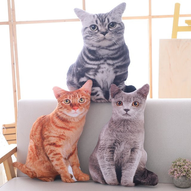 MIAOOWA Simulation Plüsch Katze Kissen, Kuscheltiere, Orange, Bunt / Mehrfarbig, 1-teiliges Set - Bild 1