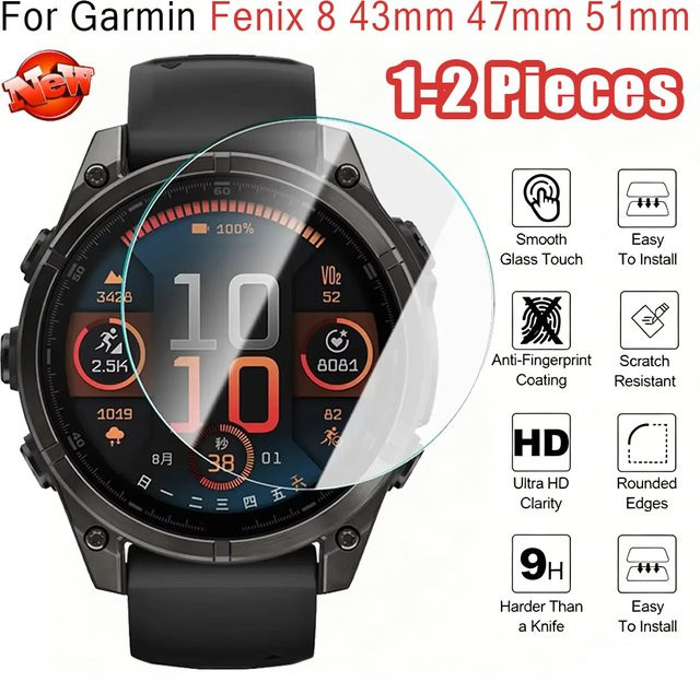 Schutzglasfolie Garmin Fenix 8, Silikon, transparent - Bild 1