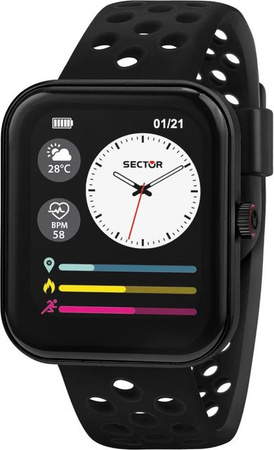 Sector Smartwatch, Edelstahl, Silikon, Schwarz, 38 mm, Unisex