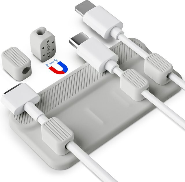 Magnetischer Desktop-Kabel-Organizer in Weiß zur Aufwicklung und zum Management deiner Ladekabel - Bild 1