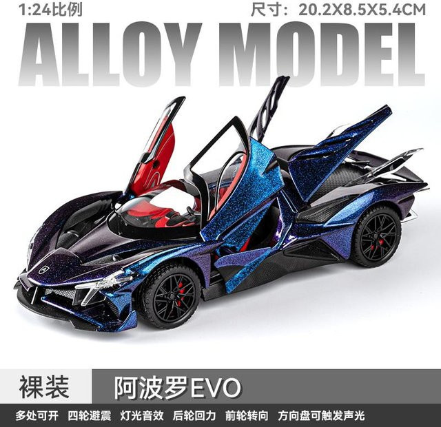 Linyi toy car Apollo Projekt Evo Hypercar, Sportwagen Modell, 1:24, Metall, ab 14 Jahren - Bild 1