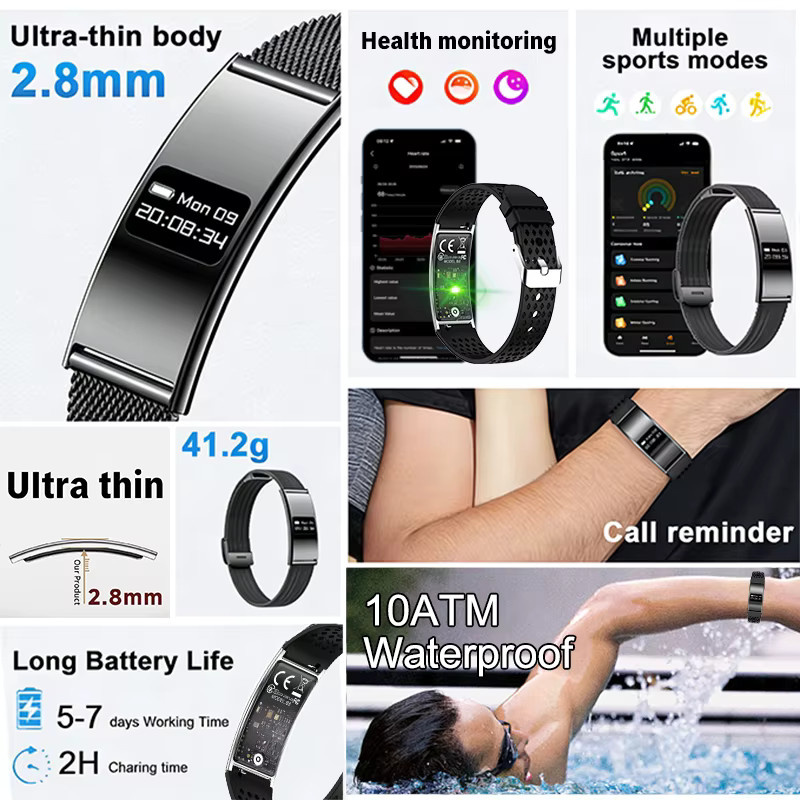 BOXUXING Fitness Tracker Smartwatch Schwarz mit Herzfrequenz- und Schlafüberwachung, IPX8 wasserdichtes Armband für Damen und Herren - Bild 2