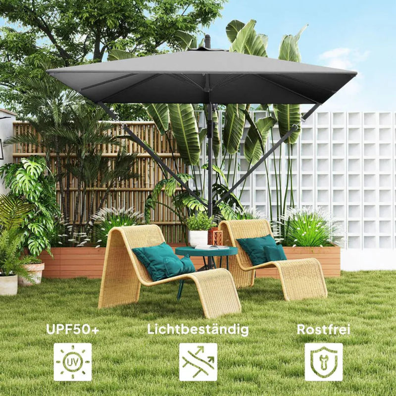 Outsunny Ampelschirm grau aus Polyester mit UPF 50+ B/H/L: 250 x 235 x 295 cm - Bild 3
