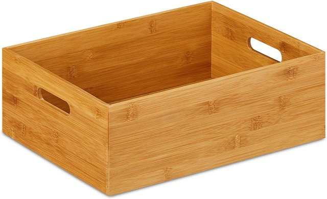 Relaxdays Aufbewahrungskiste aus Bambus in Natur Braun, B/T/H: 40 x 14 x 30 cm - Bild 1