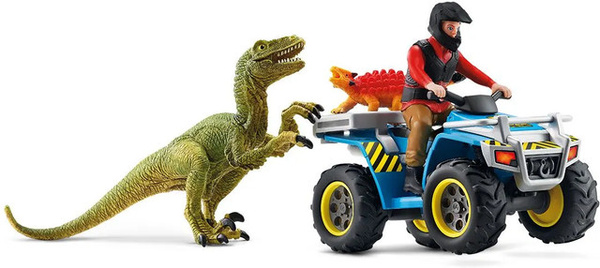 Schleich Spielfiguren-Set Flucht auf Quad vor Velociraptor mit Dinosaurier-Figuren