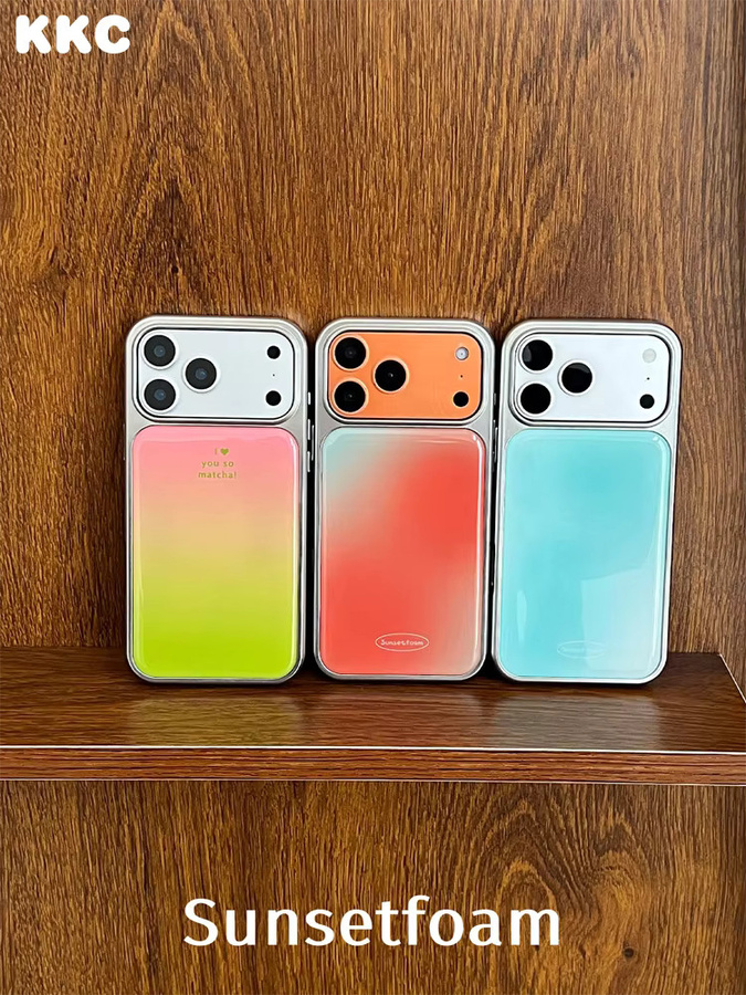 DecoPhone Handyhülle im koreanischen minimalistischen Stil mit Farbverlauf und Anti-Sturz-Kanten für iPhone XR bis iPhone 17 Pro Max, Multicolour/Silber - Bild 2