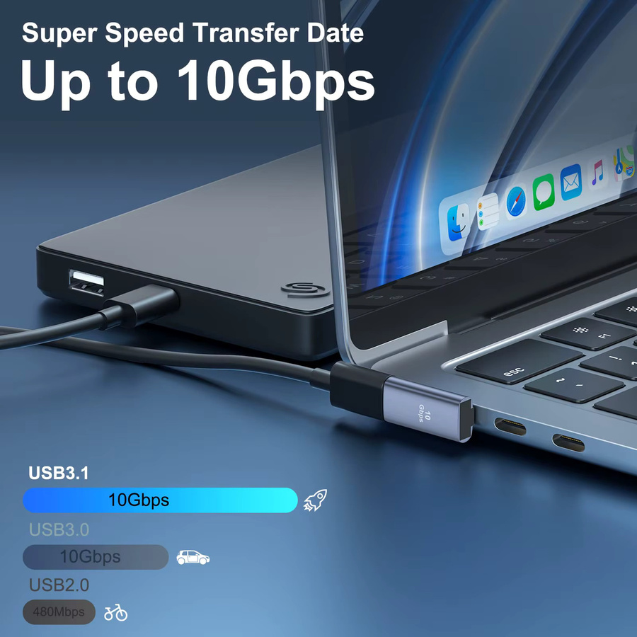 NNBILI USB 3.1 90-Grad-Adapter USB-A-Stecker auf Buchse für PC, Laptop und Powerbank - Bild 2